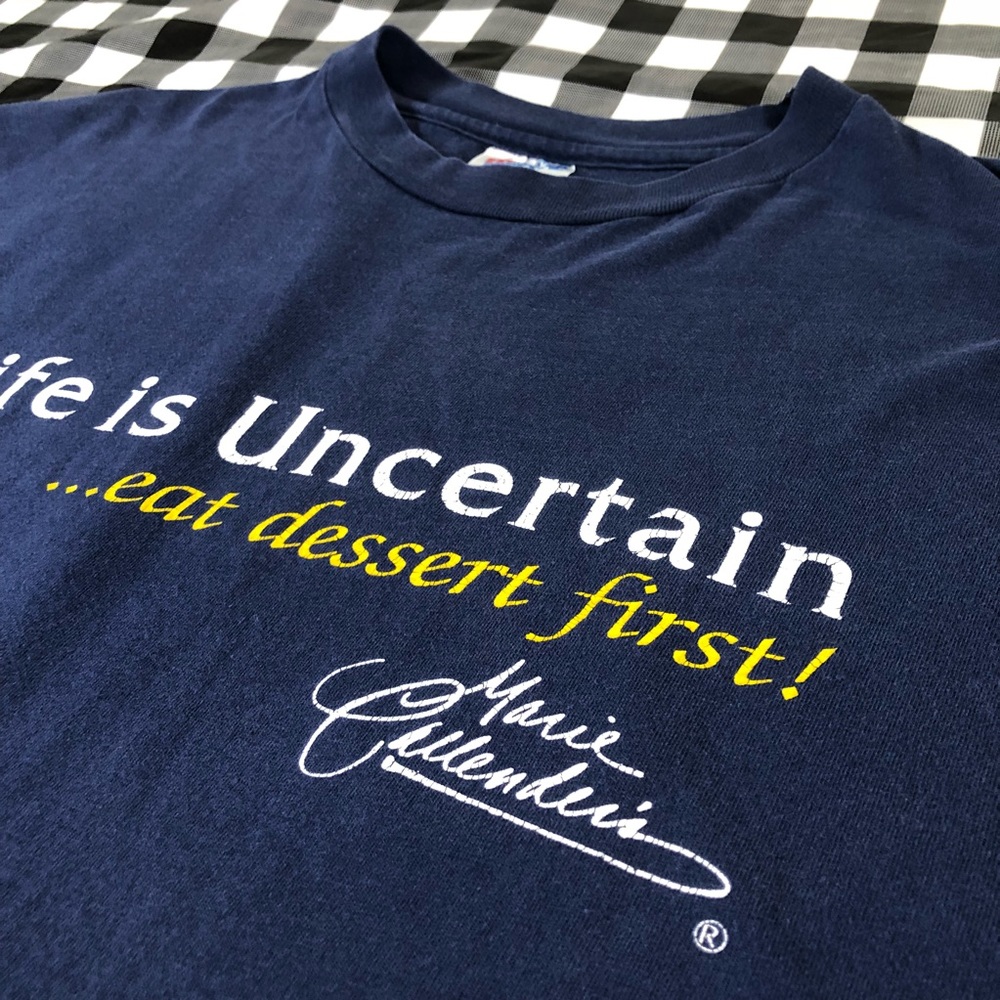 Marie Callender’s Life Is Uncertain Eat Desert Tee - Picture 2 of 7